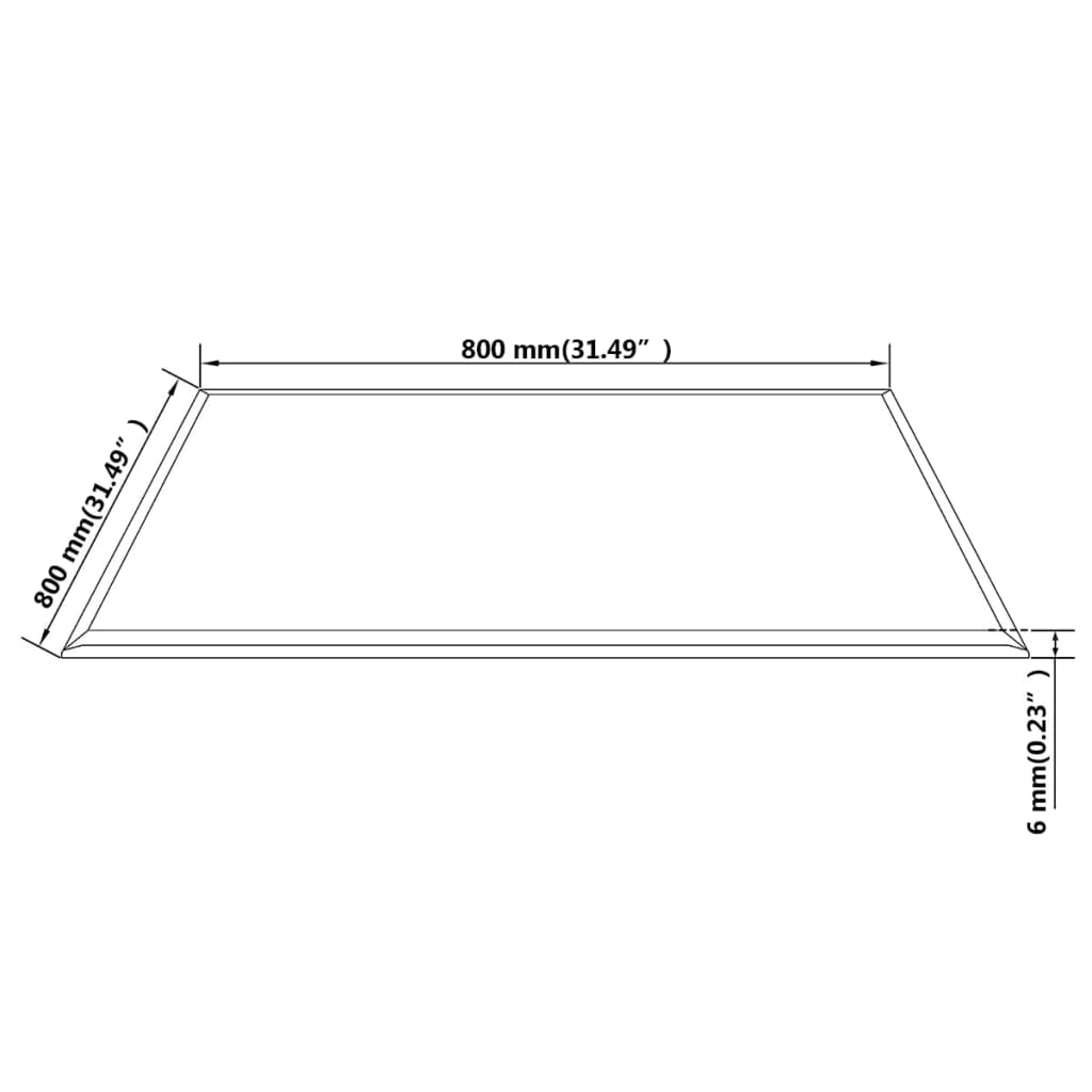 vidaXL Plateau de table en verre trempé carré 800x800 mm