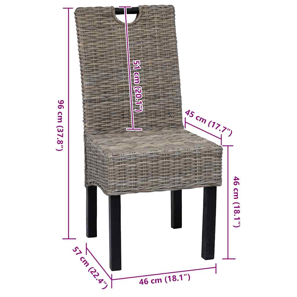 vidaXL Esszimmerstuhl 2 Stk. Kubu-Rattan Mangoholz