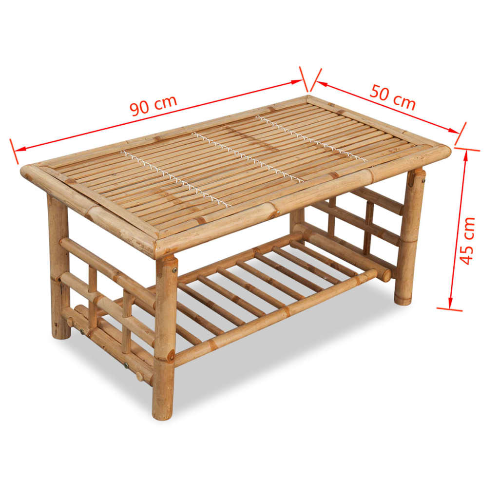 vidaXL Table basse en bambou 90x50x45 cm