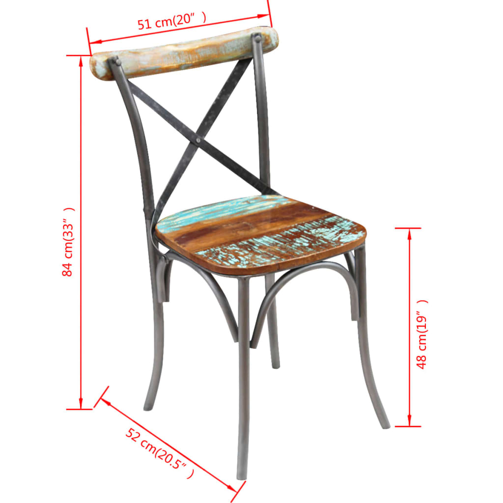 vidaXL Chaises de salle à manger 2 pcs. Bois de récupération massif