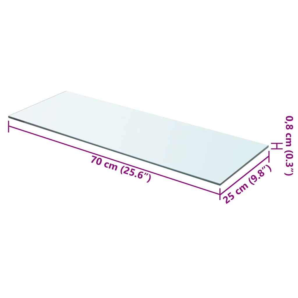 vidaXL Étagère en verre transparent 70x25 cm