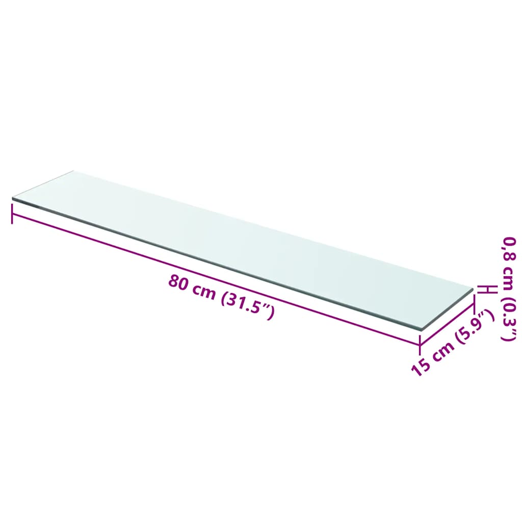 vidaXL Étagère en verre transparent 80x15 cm