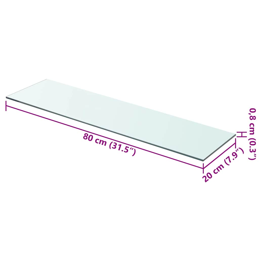 vidaXL Regalboden Glas Transparent 80x20 cm