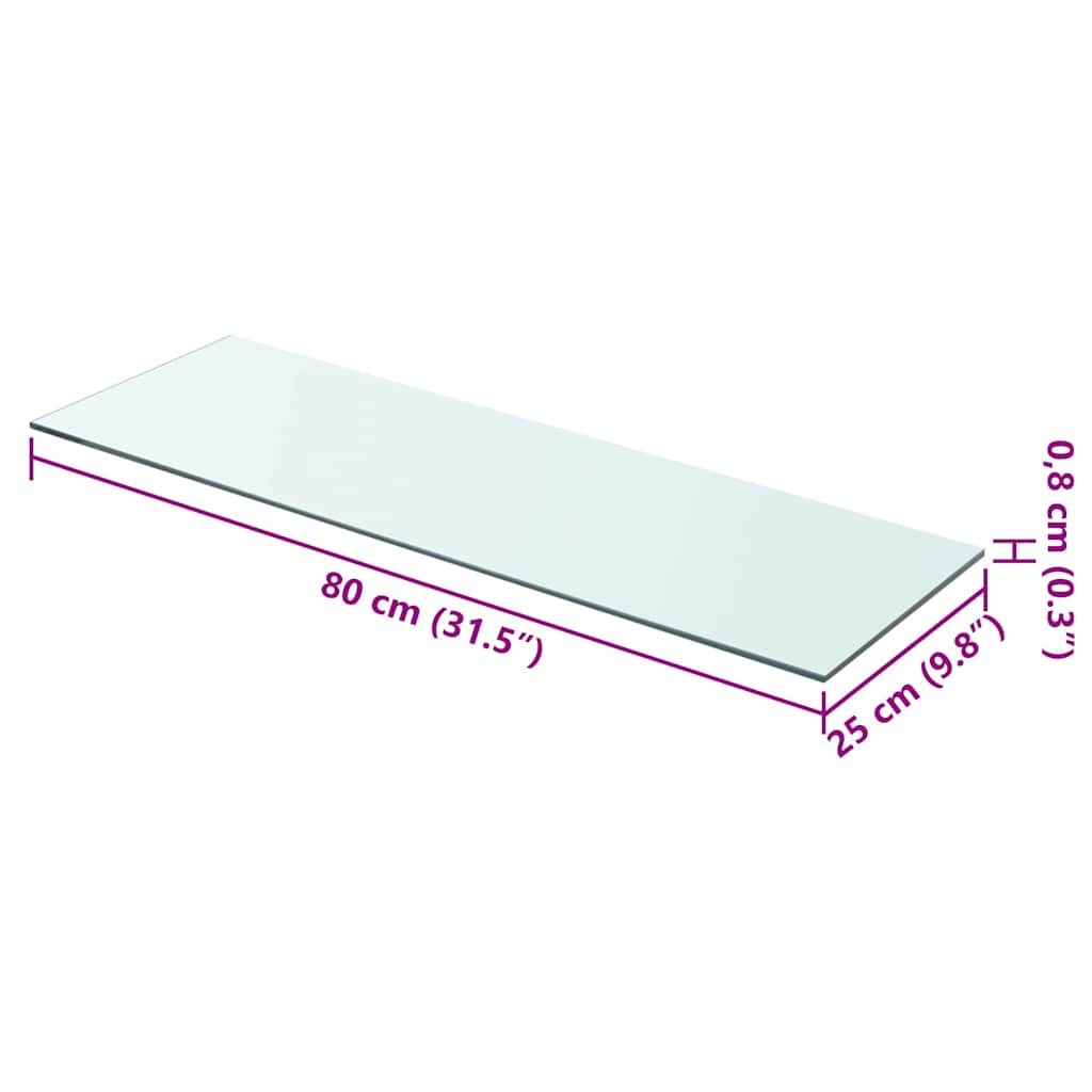 vidaXL Regalboden Glas Transparent 80 cm x 25 cm