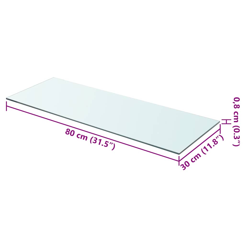 vidaXL Regalboden Glas Transparent 80x30 cm