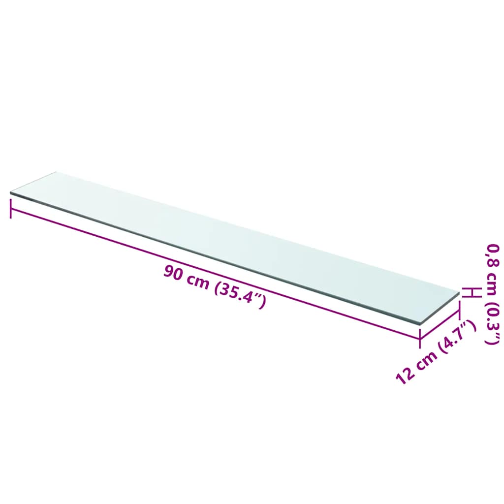vidaXL Regalboden Glas Transparent 90x12 cm