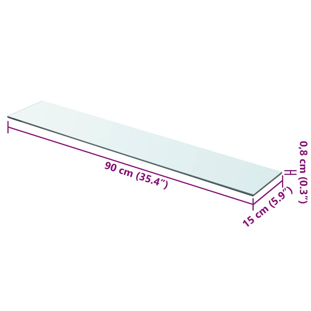 vidaXL Regalboden Glas Transparent 90x15 cm