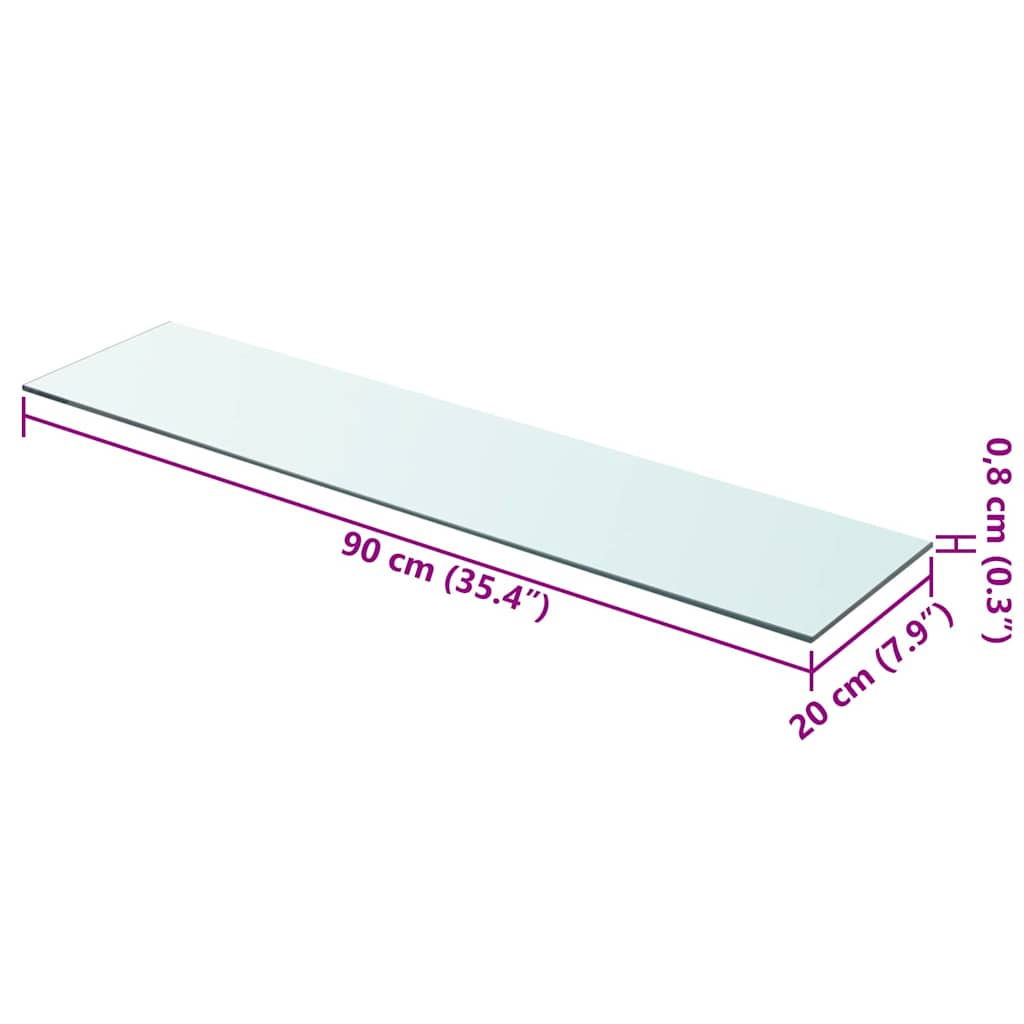 vidaXL Regalboden Glas Transparent 90x20 cm
