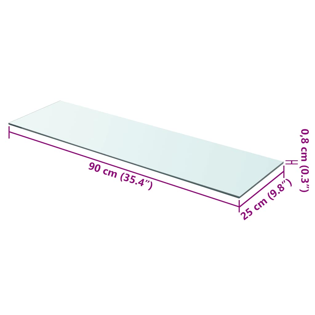 vidaXL Regalboden Glas Transparent 90x25 cm