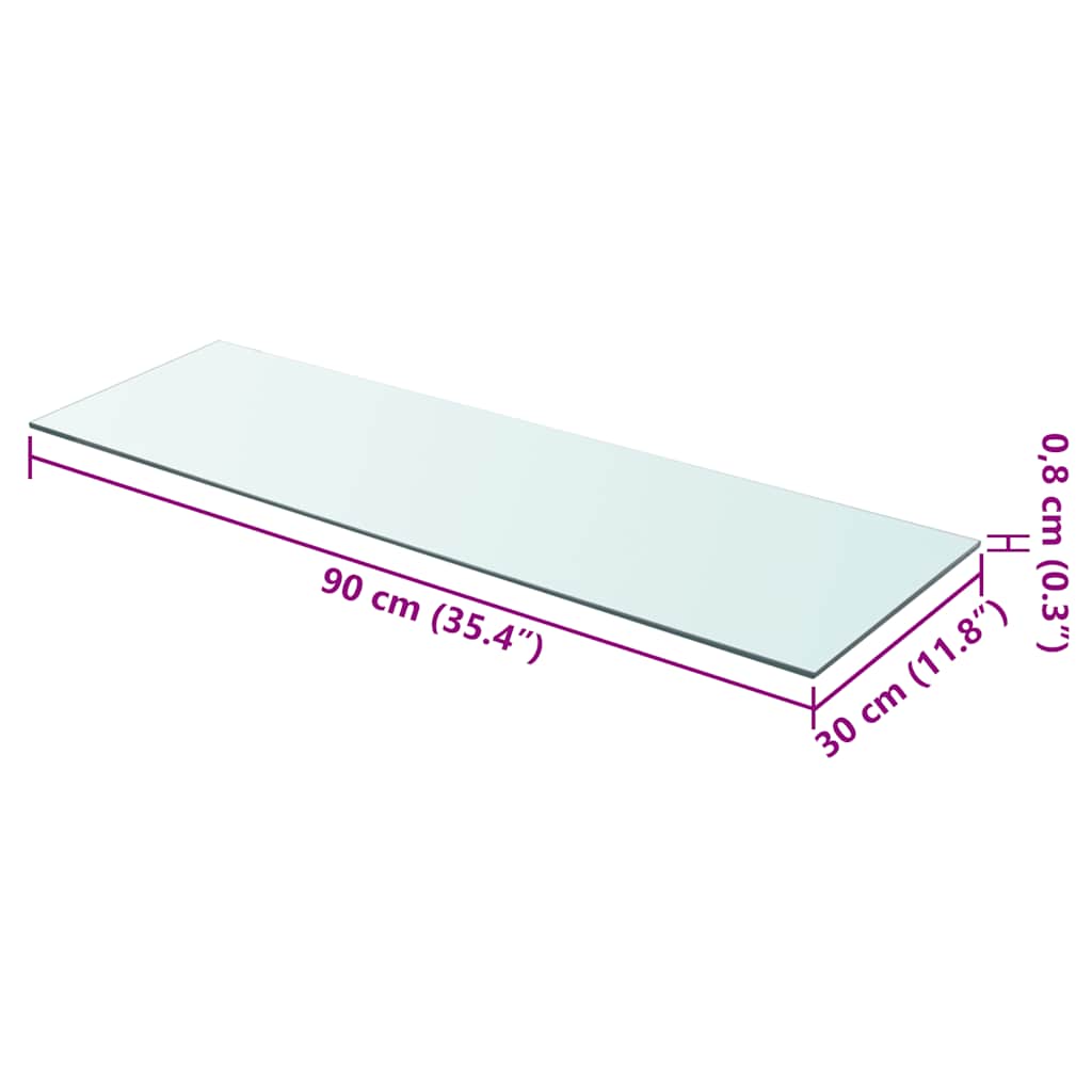 vidaXL Regalboden Glas Transparent 90x30 cm