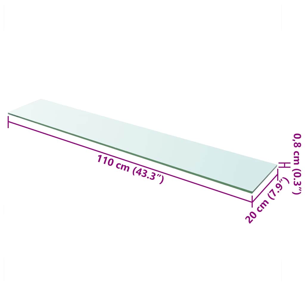 vidaXL Tablette en verre Transparent 110 cm x 20 cm