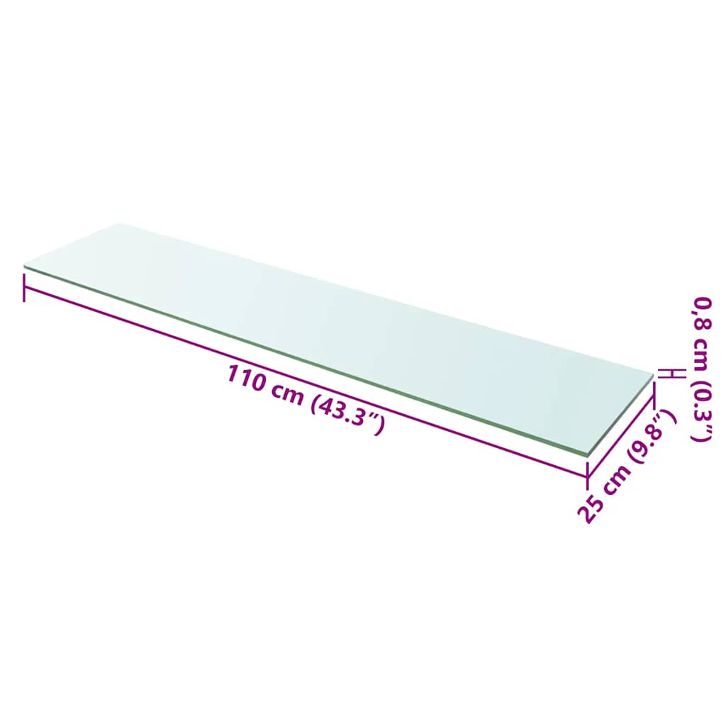 vidaXL Étagère en verre transparent 110x25 cm