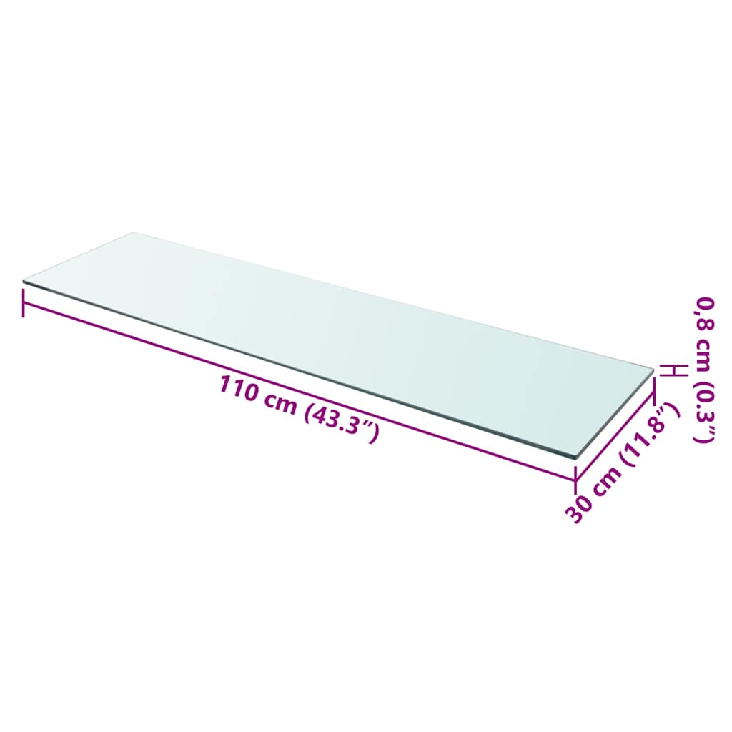 vidaXL Étagère en verre transparent 110x30 cm
