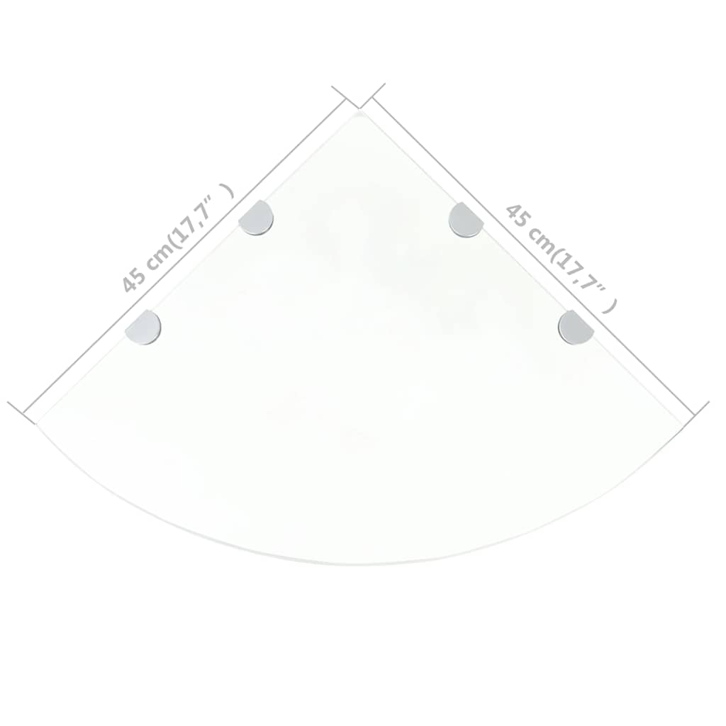vidaXL Étagère d'angle en verre transparent avec supports chromés 45x45 cm