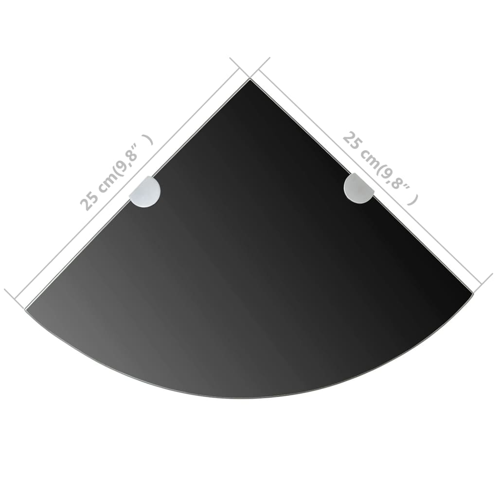 vidaXL Eckablage mit Verchromten Halterungen Glas Schwarz 25x25 cm