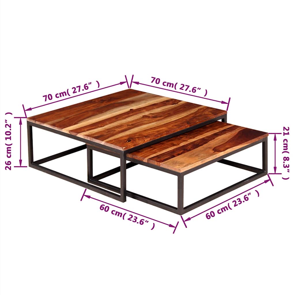 vidaXL 2-tlg. Satztisch-Set Massivholz Akazie