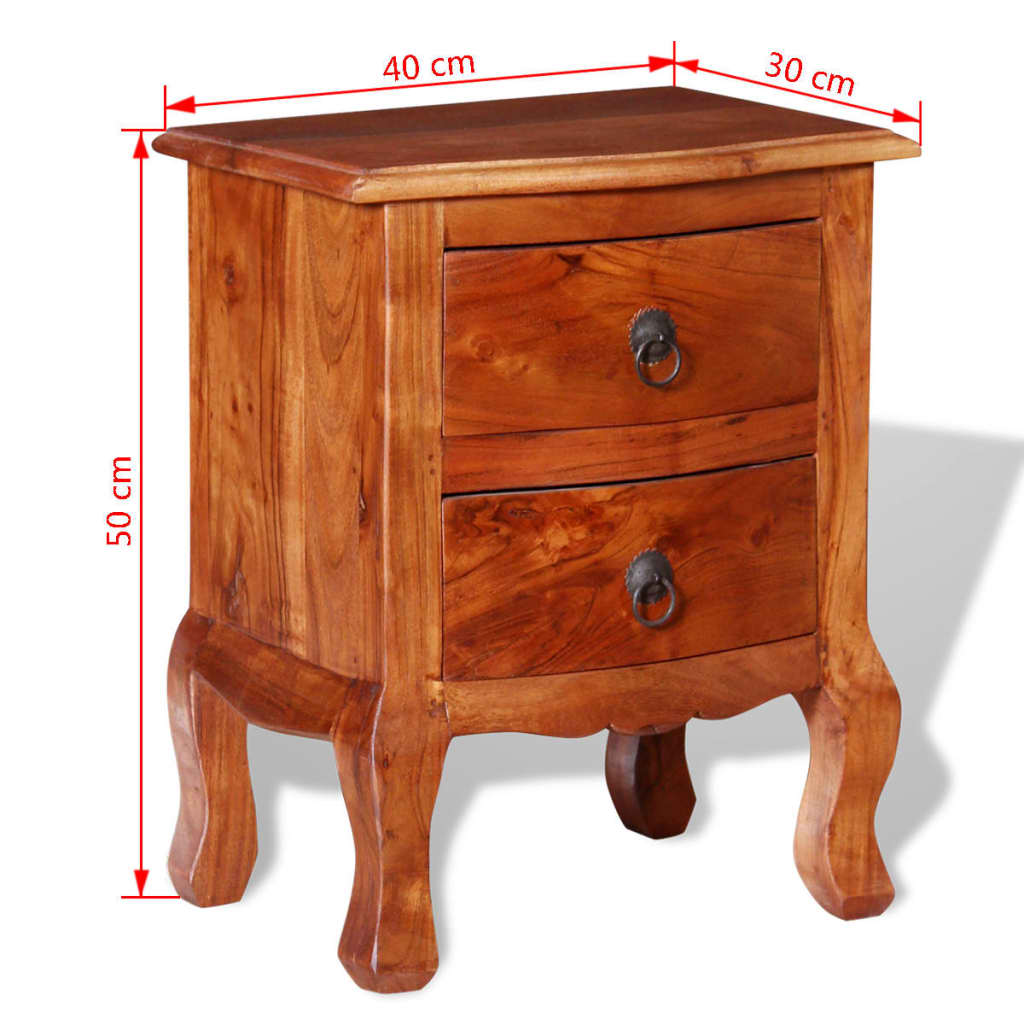 vidaXL Tables de chevet avec tiroirs 2 pcs Bois massif d'acacia