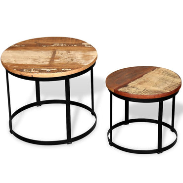 vidaXL Tables basses gigognes 2 pcs Bois de récupération massif Rond 40 cm/50 cm
