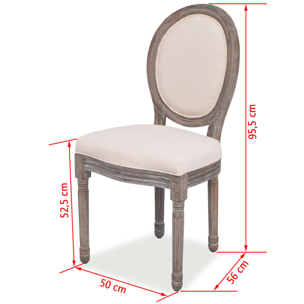 vidaXL Chaises de salle à manger 2 pcs Crème Tissu