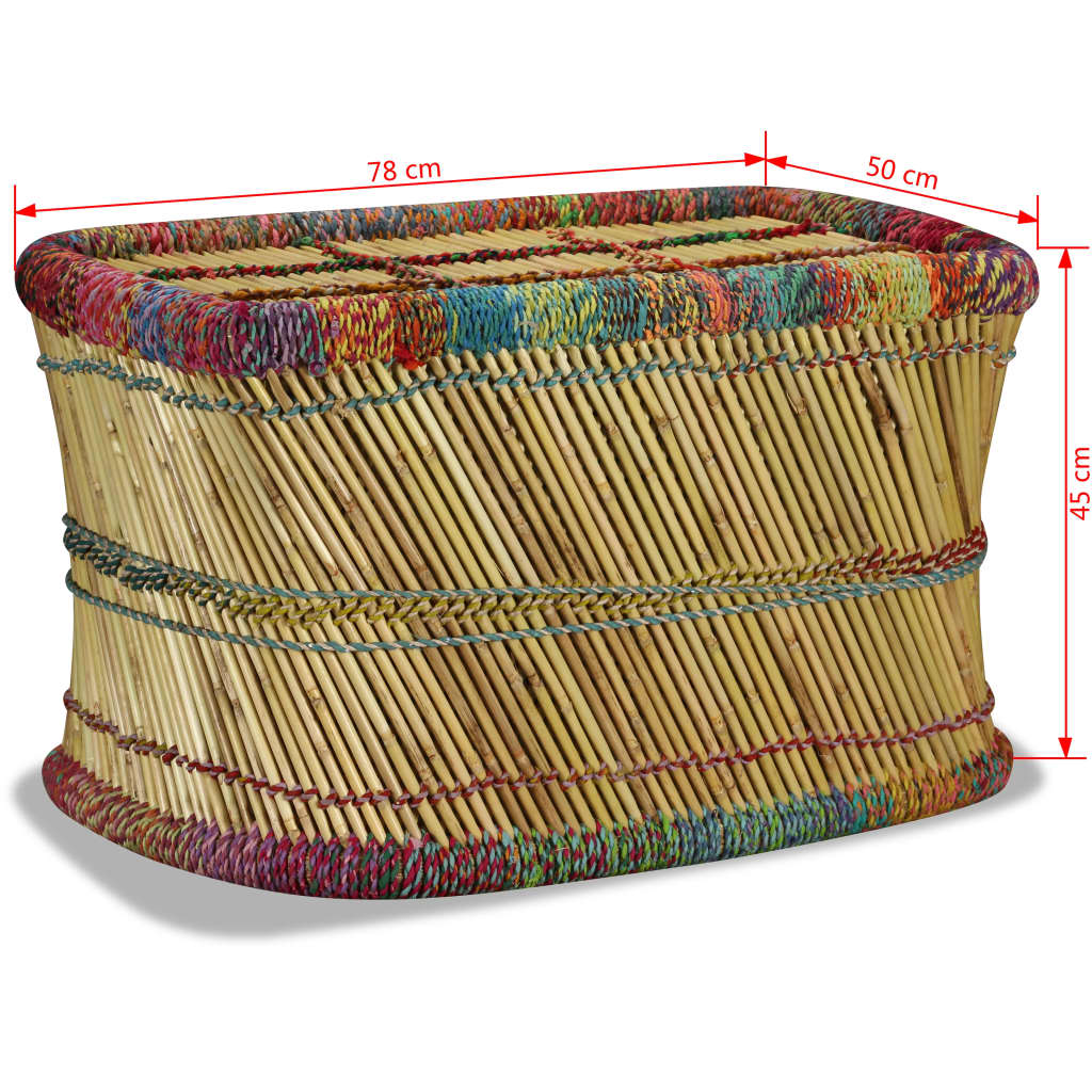 vidaXL Table basse Bambou avec détails Chindi Multicolore