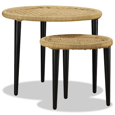 vidaXL Lot de 2 tables basses en jute naturelle