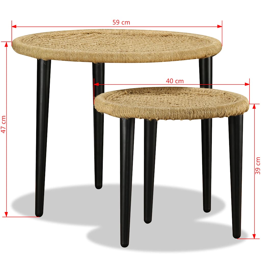 vidaXL Lot de 2 tables basses en jute naturelle