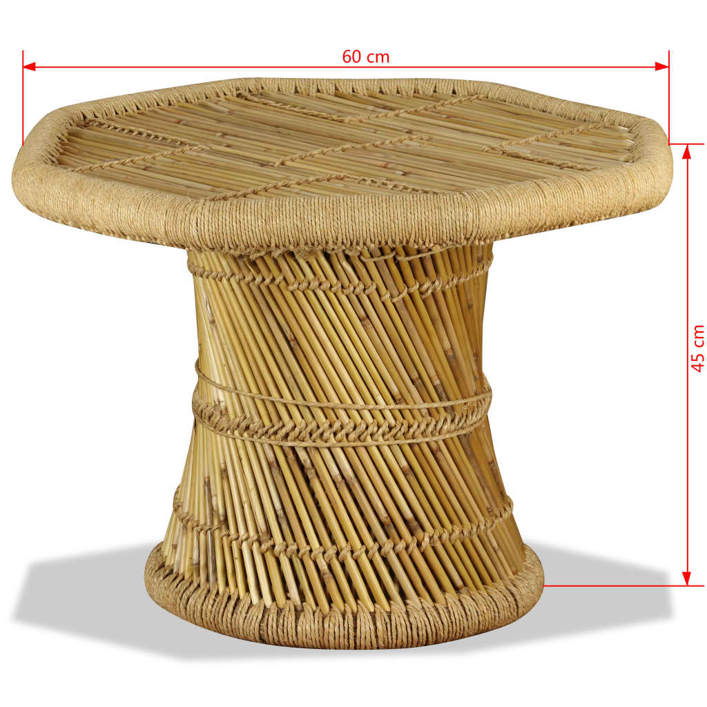 vidaXL Table basse Bambou Octogonale 60x60x45 cm