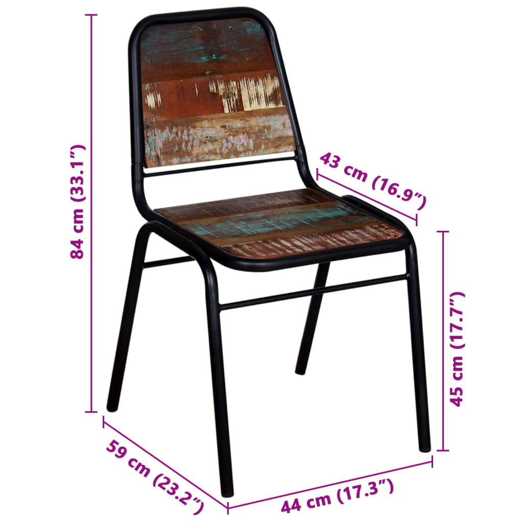 vidaXL Chaises de salle à manger 2 pcs. Bois de récupération massif