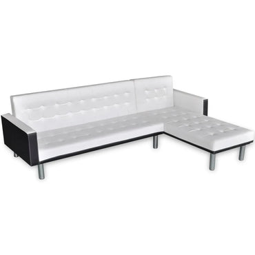 vidaXL Schlafsofa L-Form Kunstleder Weiß