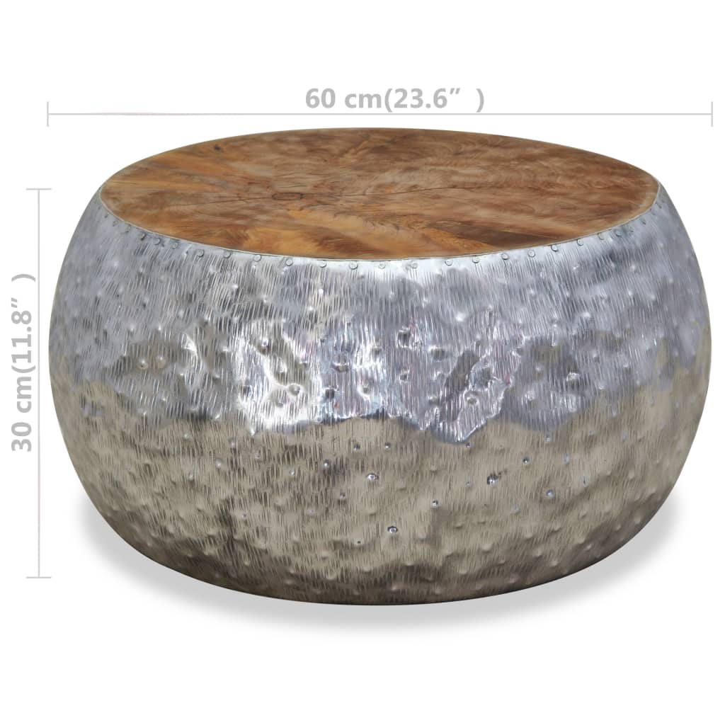 vidaXL Table basse aluminium teck 60x60x30 cm