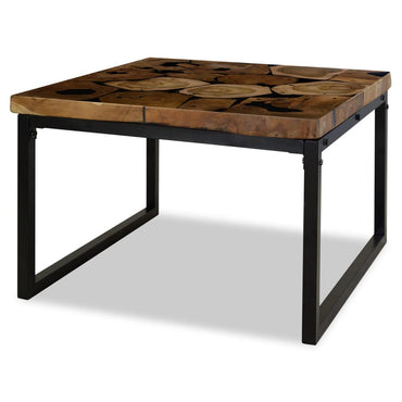 vidaXL Table basse en teck et résine 60x60x40 cm