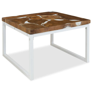 vidaXL Table basse en teck et résine 60x60x40 cm