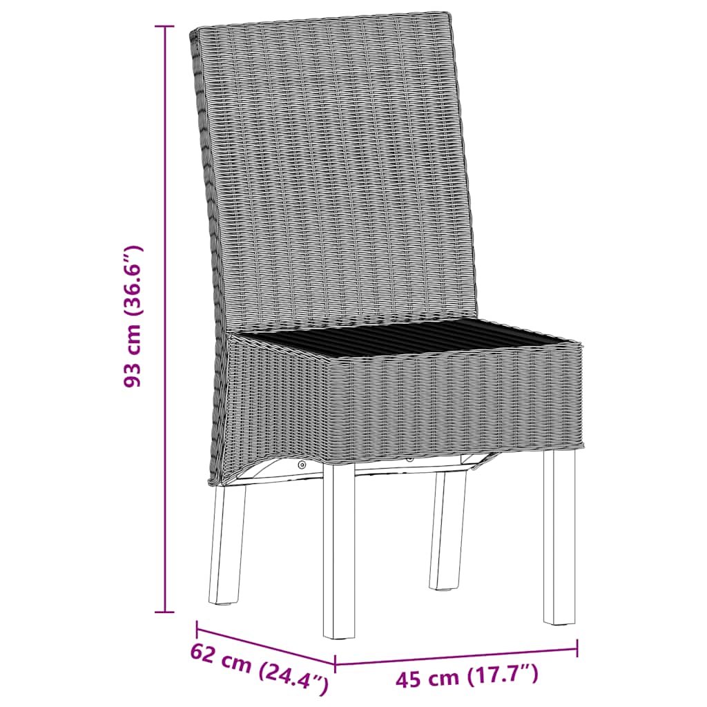 vidaXL Esszimmerstühle 4 Stk. Braun Natur Rattan