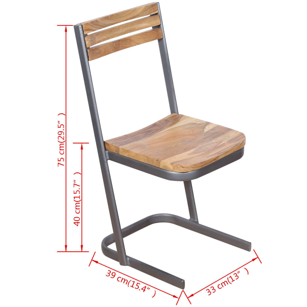vidaXL Chaises de salle à manger 4 pcs Bois de teck massif