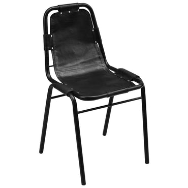 vidaXL Chaises de salle à manger 6 pcs Cuir véritable Noir