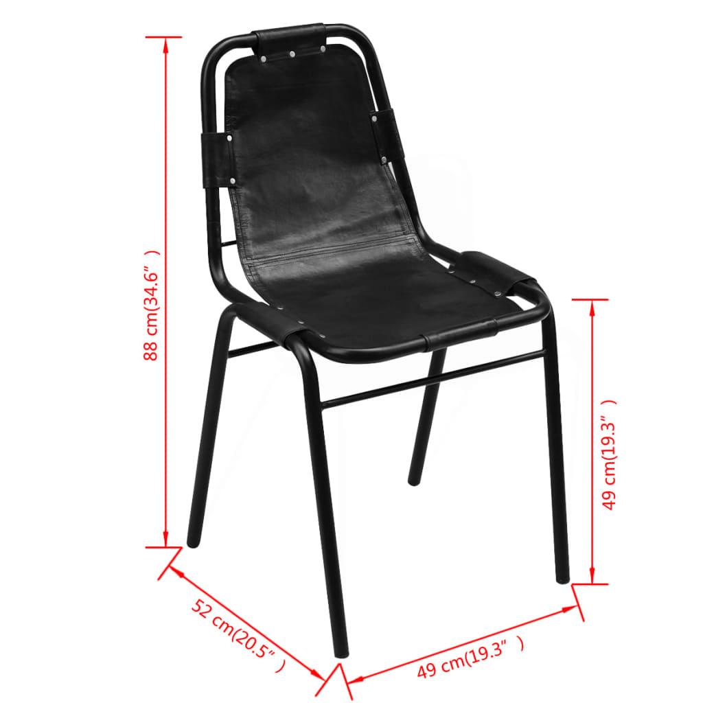 vidaXL Chaises de salle à manger 6 pcs Cuir véritable Noir