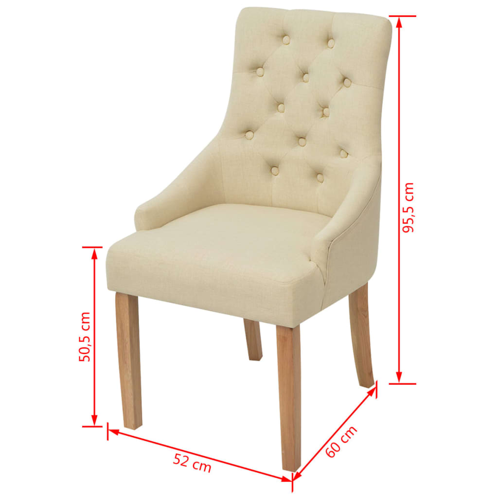 vidaXL Chaises de salle à manger 6 pcs Crème Tissu