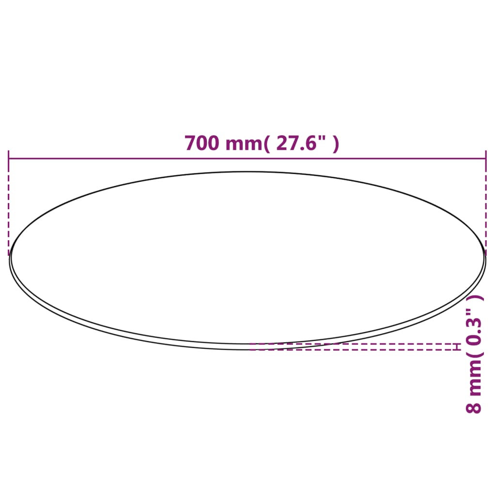 vidaXL Plateau de table en verre trempé Rond 700 mm