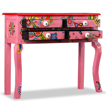 vidaXL Konsolentisch Massivholz Mango Rosa Handbemalt