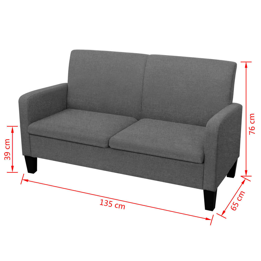 vidaXL 2-Sitzersofa 135 x 65 x76 cm Dunkelgrau