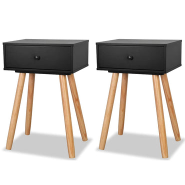 vidaXL Tables de chevet 2 pcs Bois de pin massif 40x30x61 cm Noir