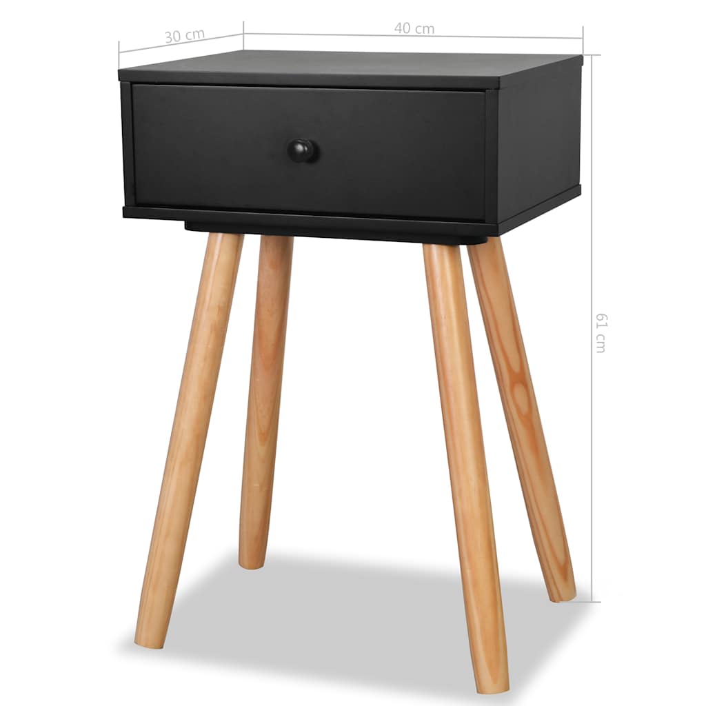 vidaXL Tables de chevet 2 pcs Bois de pin massif 40x30x61 cm Noir