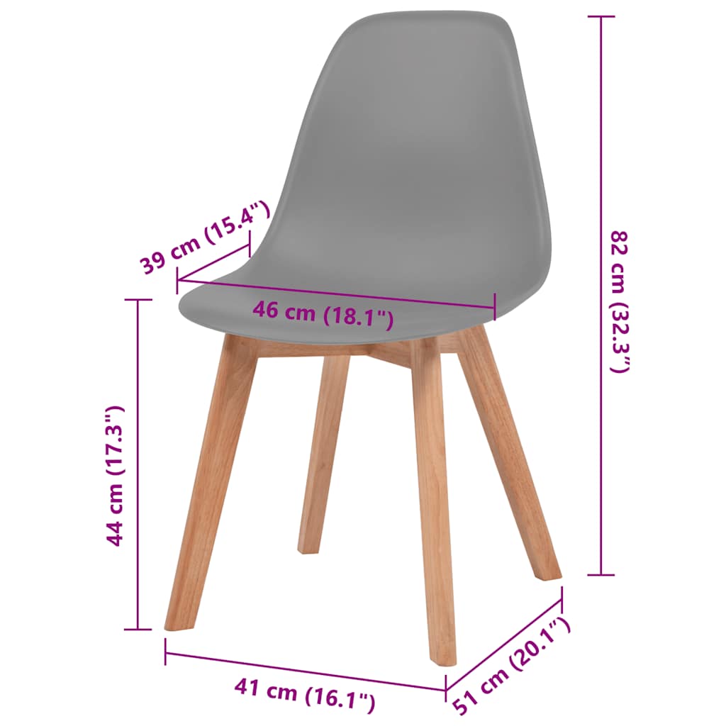 vidaXL Esszimmerstühle 2 Stk. Grau Kunststoff