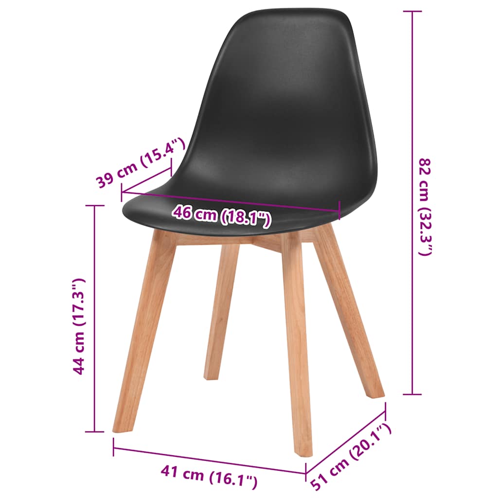 vidaXL Chaises de salle à manger 2 pcs Noir Plastique