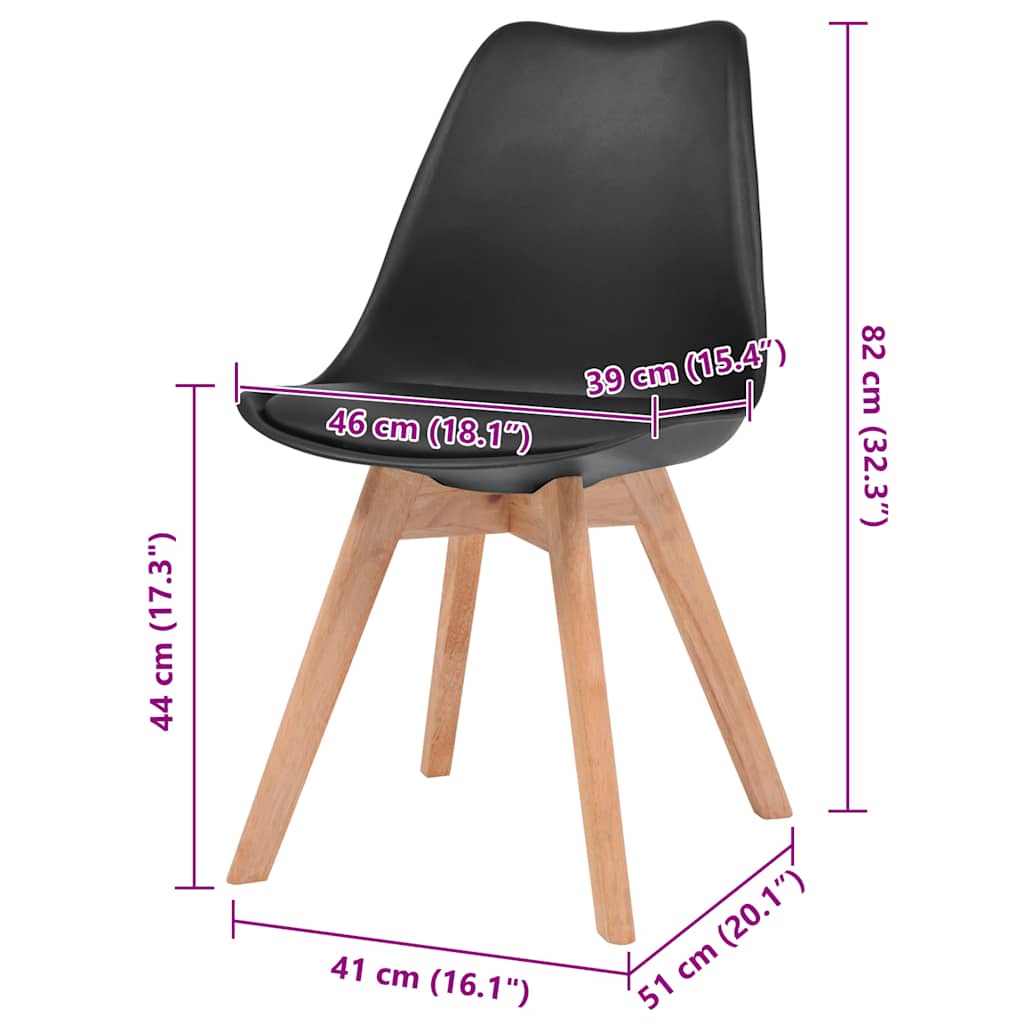 vidaXL Chaises de salle à manger 4 pcs Noir Plastique