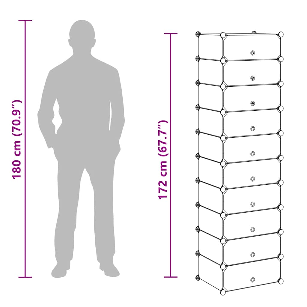 Schuh-Organizer Zusammenklappbar mit 10 Fächern Weiß