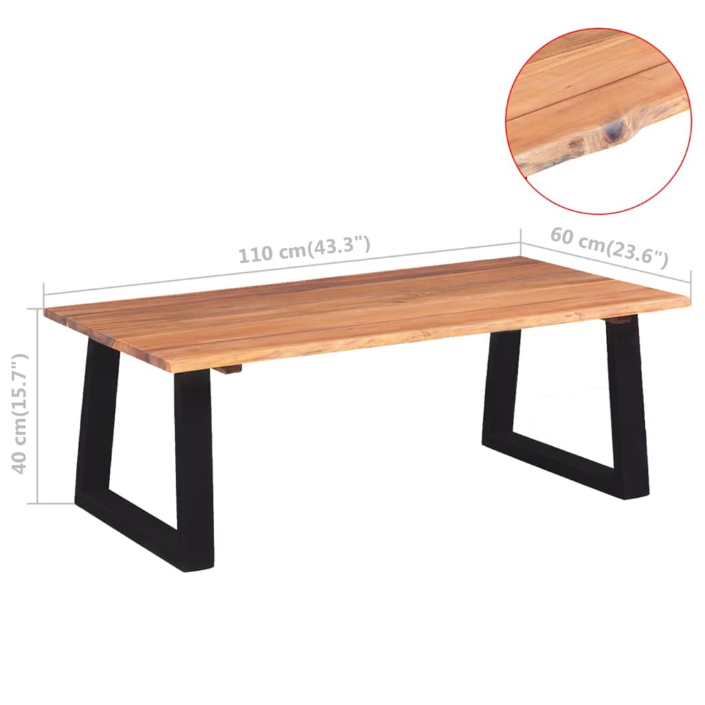 vidaXL Table basse bois d'acacia massif 110x60x40 cm