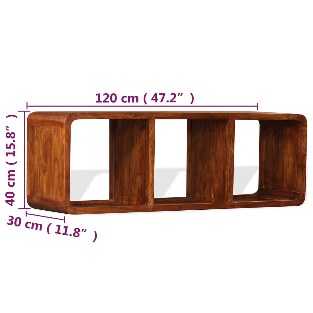 Meuble TV vidaXL en bois massif avec finition couleur miel 120x30x40 cm