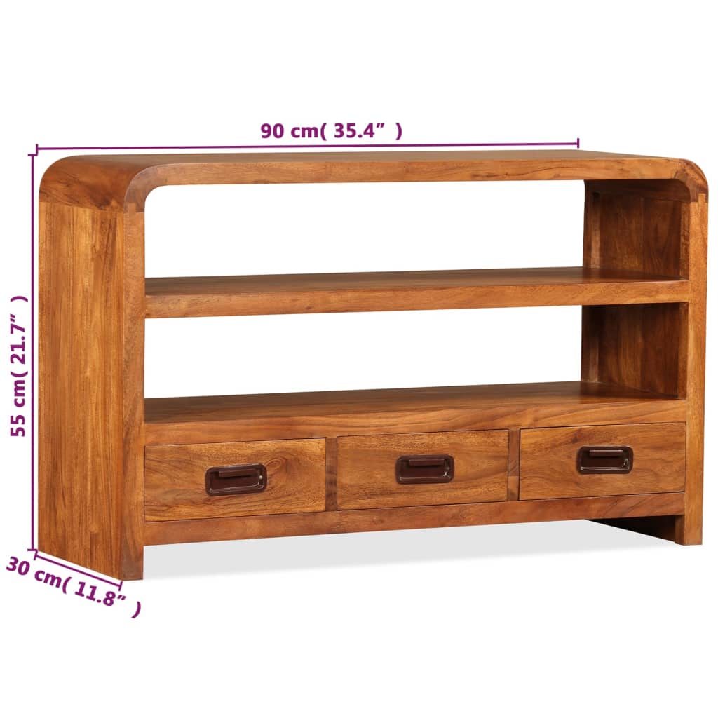 Meuble TV vidaXL en bois d'acacia massif 90x30x55 cm