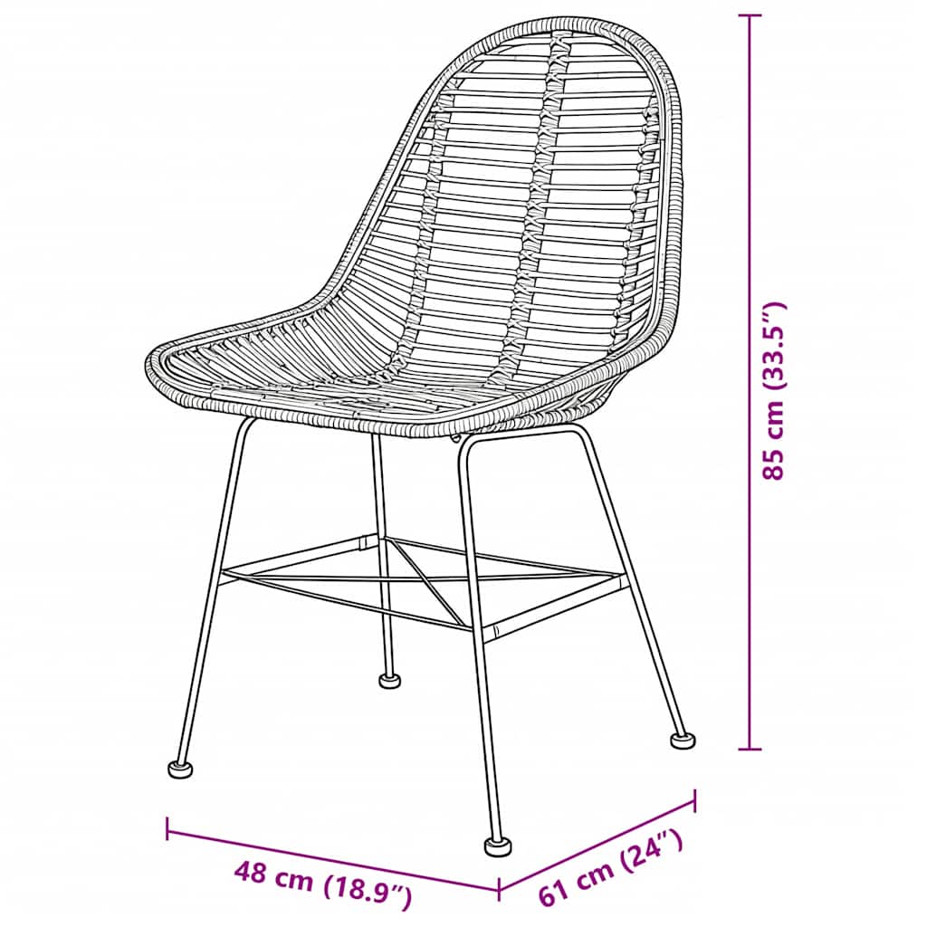 vidaXL Chaises de salle à manger 4 pcs. Rotin naturel